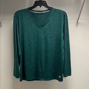 Elegant Dark Green Long Sleeve V-Neck Top